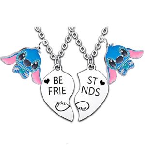 Waeceip 2PCS Best Friend Necklace Friend Gifts for Friends Cute Stitch Gifts for Friend Gifts Cute Necklace Friends Christmas Birthday Graduation Gifts