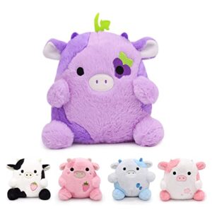 LMTGLDT Cow Plush Cow Stuffed Animals Pillow, Purple Cow Plush Soft Cow Pillows, Kawaii Purple Plushie Cow Toy for Kids Girls Boys Birthday Gift Home Decoration