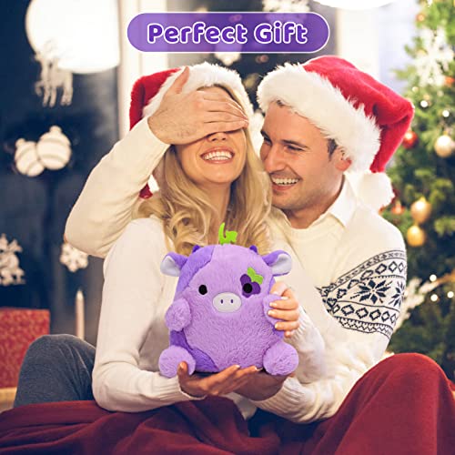 LMTGLDT Cow Plush Cow Stuffed Animals Pillow, Purple Cow Plush Soft Cow Pillows, Kawaii Purple Plushie Cow Toy for Kids Girls Boys Birthday Gift Home Decoration