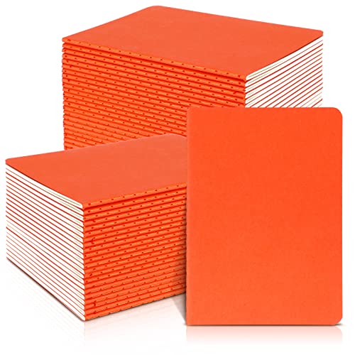 Ctosree 50 Pcs Small Lined Notepads Bulk Mini Journal Memo Pocket Notebooks Mini Composition Notepad Office School Gifts Supplies for Kids Students, 24 Sheets, 5.5 x 3.5 Inches (Orange)