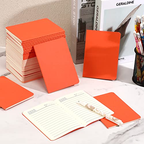 Ctosree 50 Pcs Small Lined Notepads Bulk Mini Journal Memo Pocket Notebooks Mini Composition Notepad Office School Gifts Supplies for Kids Students, 24 Sheets, 5.5 x 3.5 Inches (Orange)