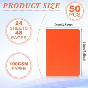 Ctosree 50 Pcs Small Lined Notepads Bulk Mini Journal Memo Pocket Notebooks Mini Composition Notepad Office School Gifts Supplies for Kids Students, 24 Sheets, 5.5 x 3.5 Inches (Orange)