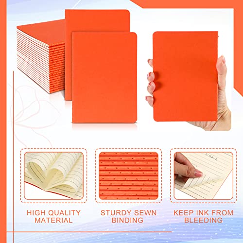 Ctosree 50 Pcs Small Lined Notepads Bulk Mini Journal Memo Pocket Notebooks Mini Composition Notepad Office School Gifts Supplies for Kids Students, 24 Sheets, 5.5 x 3.5 Inches (Orange)