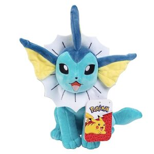 pokémon vaporeon 8" plush - officially licensed - quality & soft stuffed animal toy - eevee evolution - add vaporeon to your collection! - great gift for kids & fans of pokemon