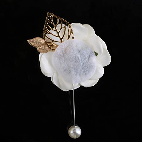 Gkvszy Ivory Boutonniere and Corsage Set for Groom Groomsmen Man Suit and Bride Bridesmaid Artificial Rose Flower Corsage Wristlet for Wedding Homecoming Prom Party Ivory