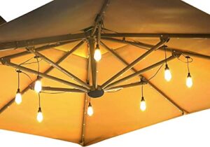 merrimax m patio umbrella lights, outdoor waterproof bright 200 lumens canopy hanging string lights with led s14 bulbs path lights for gazebo porch backyard cafe lighting & decor