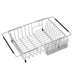 SANNO Dish Drying Rack, Expandable Dish Drainer Stainless Steel Cutlery Utensil Holder Silverware Organizer Rack