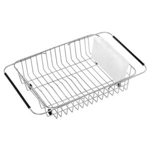 SANNO Dish Drying Rack, Expandable Dish Drainer Stainless Steel Cutlery Utensil Holder Silverware Organizer Rack