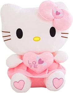 secretcastle plush cat toys baby girls dolls 30 cm,kitten stuffed animals cat fluffy hugging pillow with love heart great gift for kids, friends and family (pink)