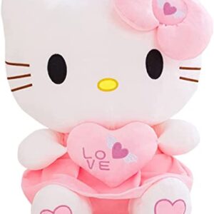 SecretCastle Plush Cat Toys Baby Girls Dolls 30 cm,Kitten Stuffed Animals Cat Fluffy Hugging Pillow with Love Heart Great Gift for Kids, Friends and Family (Pink)