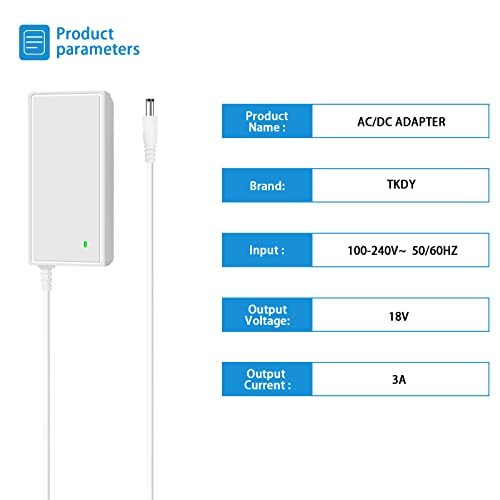 18V 3A AC to DC Power Supply Cord for Cricut Explore air 2, Cricut Maker, Expression2, Create, Cake, Mini, Original, Maker, Explore, Explore Air, Explore One AC Adapter (White).