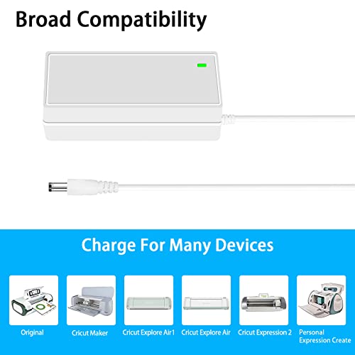 18V 3A AC to DC Power Supply Cord for Cricut Explore air 2, Cricut Maker, Expression2, Create, Cake, Mini, Original, Maker, Explore, Explore Air, Explore One AC Adapter (White).