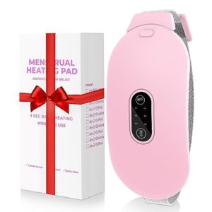 glyduny heating pads for cramps, period cramp massager portable cordless heating pad with 6 heat levels and 6 massage modes, heating pad for back pain relief heating belt menstrual heating pad, pink