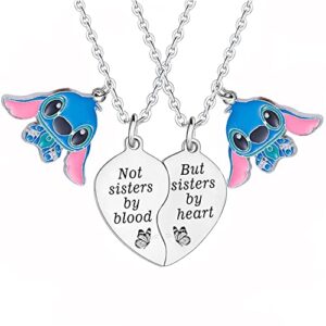 ohana necklace stitch necklace gift for sister gifts from sister best friends matching heart necklace set for 2 friendship jewelry gifts for women girls stitch lover gifts