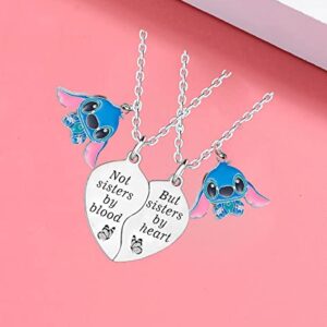 Ohana Necklace Stitch Necklace Gift for Sister Gifts from Sister Best Friends Matching Heart Necklace Set for 2 Friendship Jewelry Gifts for Women Girls Stitch Lover Gifts