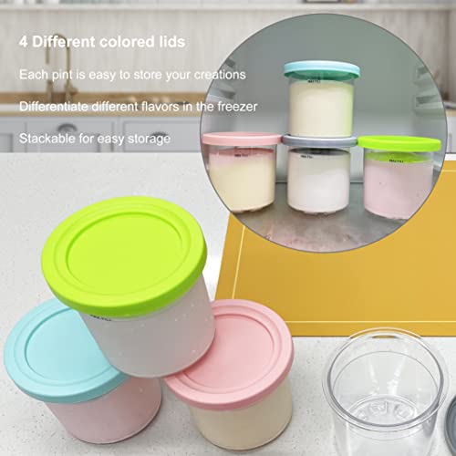 CUTIECLUB 4PCS Ice Cream Pints Containers and Lids for Ninja Creami, Ice Cream Storage Containers Compatible with NC301 NC300 NC299AMZ Series Creami Ice Cream Makers