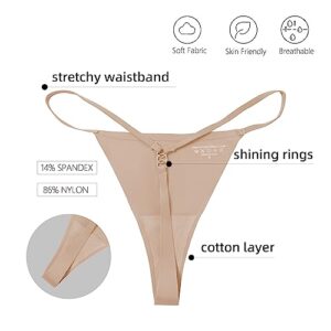 Leafigure Women's Thong Underwear, Seamless Breathable Thongs for Ladies Pack of 3