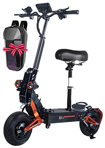 35AH Electric Scooter for Adults 5000W Dual Motors,43MPH Max Speed 75Miles Range,12" Tubeless Fat Tires&Anti-Theft Removable Battery,Dual Hydraulic Shock Absorption Sports Scooter