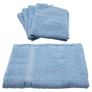 gold coast egyptian cotton cottage blue bath sheet and 4 washcloths set