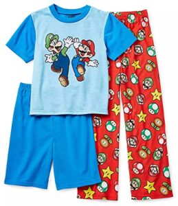 super mario brothers boys' 3-piece pajama set, size 8