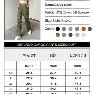 Lepunuo Cargo Pants for Women High Waisted Casual Pants Baggy Stretchy Wide Leg Y2K Streetwear with 6 Pockets Army Green