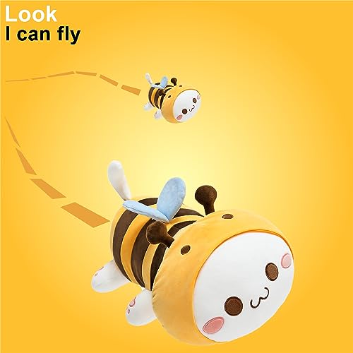 Onsoyours Cute Kitten Bee Plush Toy Stuffed Animal Kitty Soft Anime Cat Plush Pillow for Kids (Yellow Cat Bee, 12")