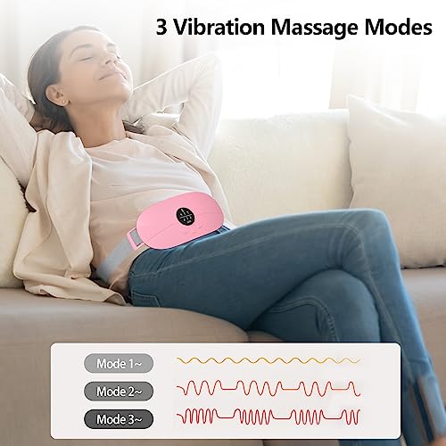 Portable Cordless Menstrual Heating Pad, Electric Heating Pads 5s Fast Heating for Cramps/Back/Belly Pain Relief with 3 Heat Levels and 3 Massage Modes, Period Cramp Heating Belt for Women & Girls