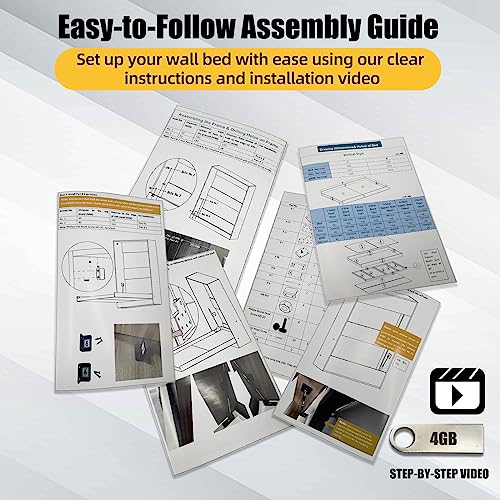 Murphy Bed Hardware Kit with Two-Stage Luxury Gas Spring - Effortless to Pull Down & Fold Back, Good Design Combining Scattered Parts for Heavy Duty Bed Frame,Hidden Murphy Beds Kit Full Horizontal