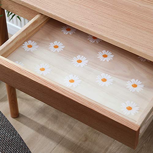 Daisy Flower Flower Shelf Liner for Kitchen Cabinets Non-Adhesive Drawer Liner Non-Slip Refrigerator Liner Waterproof Fridge Pad Cupboard Mat Easy Placemats, 11.8"X59"