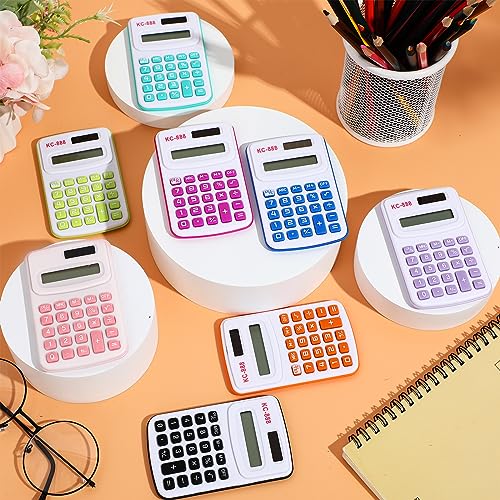 Treela 30 Pcs Pocket Size Calculator for Students Bulk Mini Handheld Calculator Basic Standard Calculators with Button Battery 8 Digit Display Desktop Calculator for School Kids Teacher (Mixed Color)