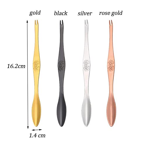 Stainless Steel Lobster Crab Forks Picks Spoons, Quick Shellfish Lobster Cracker Seafood Tools Clip Needle Fork, Lobster Fruit Fork(rose gold)