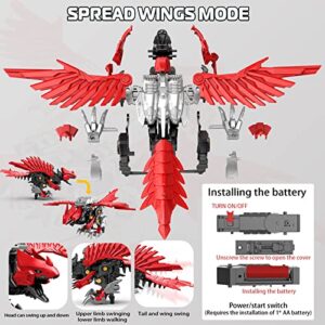 FORALES Cyberpunk Style Simulation Mechanical Dinosaur Toy Dinosaur Building Block Toy Electric Mechanical Walking Dinosaur for Children's Gift (Pterosaur Cryptovolans)