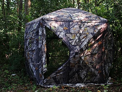 HUNT MONSTER 5 Side Hunting Blind 1-4 Person with Tri-Leg Hunting Stool, 288 Degree See Through Pop up Ground Blinds for Deer Turkey Duck Hunting, Bow Hunting Adjust Windows with Silent Zipper