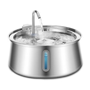 zekiry cat water fountain stainless steel, 134oz/4l automatic pet water fountain with water level window, ultra quiet dog water dispenser with filter and sponge, faucet water fountain for cat, dog