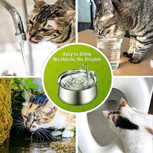 ZEKIRY Cat Water Fountain Stainless Steel, 134oz/4L Automatic Pet Water Fountain, Ultra Quiet Dog Water Dispenser with Filter and Sponge, SUS 304 Faucet Shape Water Fountain for Cats, Dogs