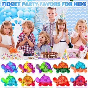 Pop Fidget Toys Its Party Favors for Kids 4-8 8-12, 20 PCS Turtle Toys Mini Pop Keychain It Toddler Fidget Toy Bulk Fidgets for Classroom Prizes Birthday Goodie Bag Stuffers Autism Sensory Toys Packs