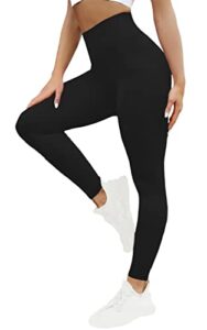 high waisted workout leggings for women tummy control butt lifting compression leggings soft yoga pant-plus black…