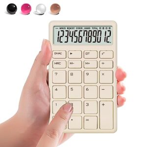 vewingl 12 digit calculator,hold with one hand,4 function calculator with large lcd display for office,school,home & business use,automatic sleep,5.4 * 3.3in