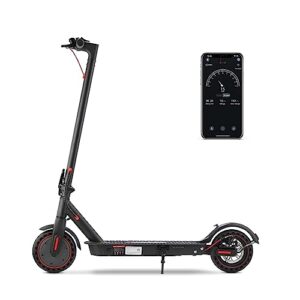 iscooter electric scooter, 18miles travel range, 15.6 mph top speed, 350w scooter electric with 8.5 inch solid tire, smart app, double braking systems for kids, teenage and adults - i9