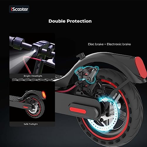 iScooter Electric Scooter, 18Miles Travel Range, 15.6 Mph Top Speed, 350W Scooter Electric with 8.5 Inch Solid Tire, Smart APP, Double Braking Systems for Kids, Teenage and Adults - i9