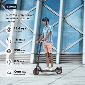 iScooter Electric Scooter, 18Miles Travel Range, 15.6 Mph Top Speed, 350W Scooter Electric with 8.5 Inch Solid Tire, Smart APP, Double Braking Systems for Kids, Teenage and Adults - i9