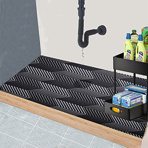 AiBOB Under The Sink Mat, 24 X 68 in, Durable Premium Mats Protect Kitchen and Bathroom Cabinets, Waterproof Absorbent Shelf Liner, Black