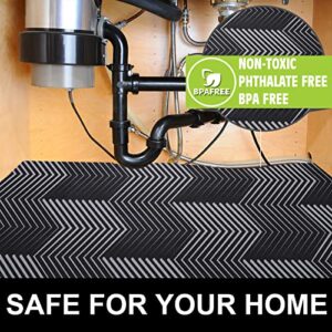 AiBOB Under The Sink Mat, 24 X 68 in, Durable Premium Mats Protect Kitchen and Bathroom Cabinets, Waterproof Absorbent Shelf Liner, Black