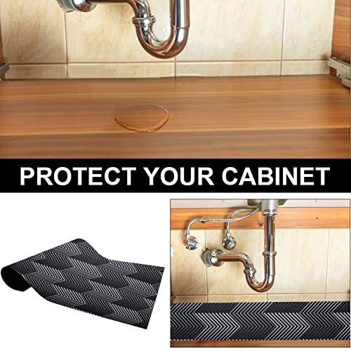 AiBOB Under The Sink Mat, 24 X 68 in, Durable Premium Mats Protect Kitchen and Bathroom Cabinets, Waterproof Absorbent Shelf Liner, Black