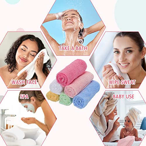 Newwiee 40 Pcs Bamboo Wash Cloth Bulk Bamboo Bath Hand Face Washcloths Soft Quick Drying Towel for Baby Kids Women Bathroom Washing Body Multipurpose Fingertip Rags (Multicolor,10 x 10 Inch)