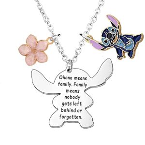ohana means family necklace stitch necklace stitch gifts christmas birthday gifts for women girls friendship gifts for daughter son sister brother niece friends