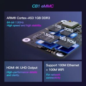 BIGTREETECH CB1 eMMC Core Control Board for 3D Printers to Run Klipper, 32GB ROM, 1GB DDR3 RAM, 100M Ethernet, 100M WiFi, As CM4 Compatible with Rasp-Berry Pi4, BTT Pi4B, Manta E3EZ M8P M4P M5P