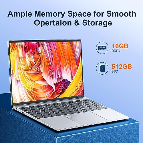 ANPCOWER 2023 Latest 15.6'' Laptop with 2.0GHz Intel Processor(up to 2.9GHz), 16GB DDR4 RAM, 512GB SSD, Windows 11 Laptop Computer with IPS FHD 1080P Display, 5G/2.4Ghz WiFi, USB 3.0, Bluetooth 4.2