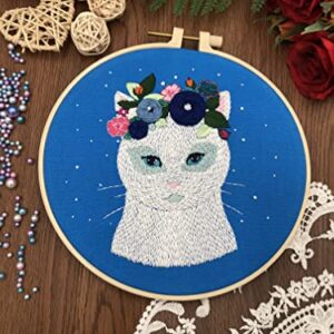 hi stone 4 Embroidery Sets for Beginners, DIY Adult Beginner Cross Stitch Kits, 4 Cross Stitch Kits, 2 Embroidery Hoops,Scissors,Needles,Needlepoint Kit for Adults