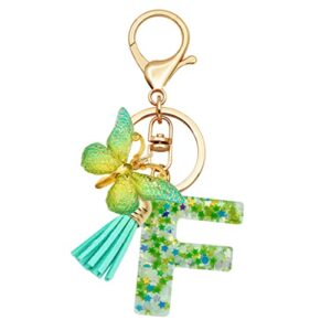 ttyy initial letter keychain for women gift for young teenage girl gifts for christmas to mom daughter green tassel (green star letterf)